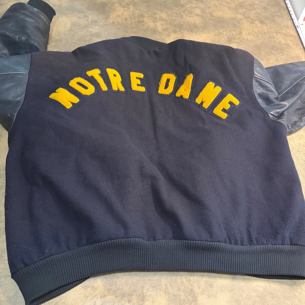Imperial Varsity Jacket Mens 4XL Navy Leather Wool Notre Dame Irish